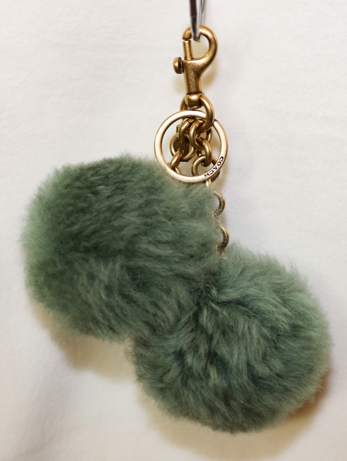 COACH (Re)Loved Remade Key Chain Bag Charm With Pom Pom Style CBQ94 GREEN MULTI