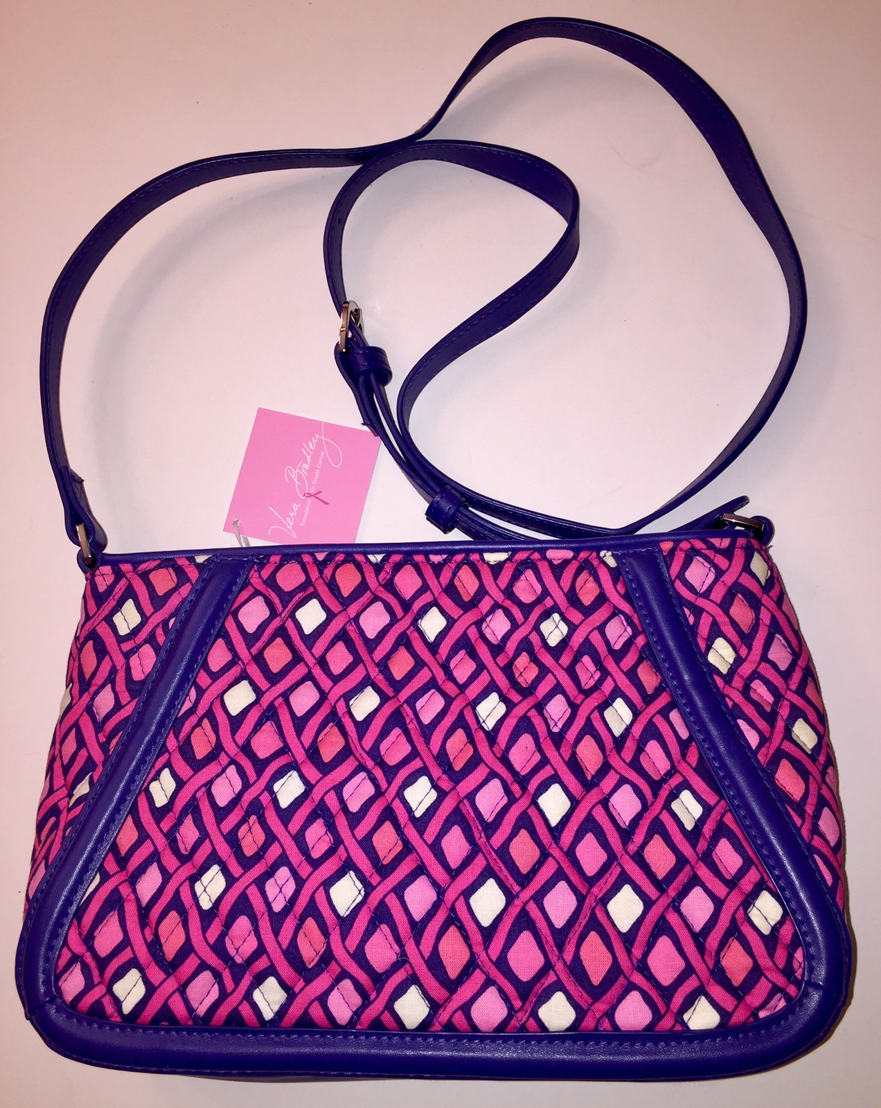 Vera Bradley Crossbody Bag Pink Diamonds Trimmed Trapeze Katalina NWT Retail $78