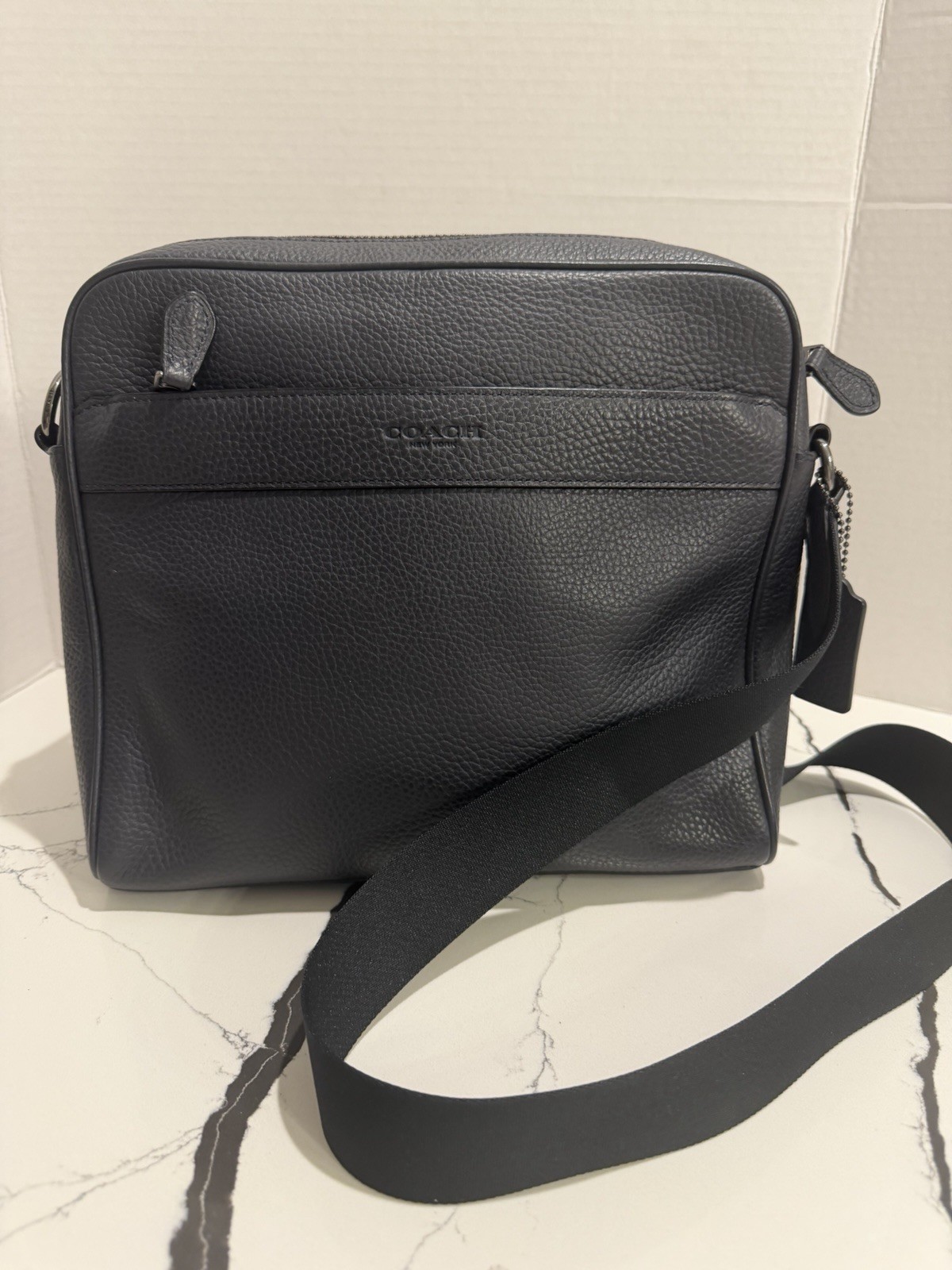 Coach Charles Bag Crossbody Messenger Camera Purse Midnight Blue vintage EUC