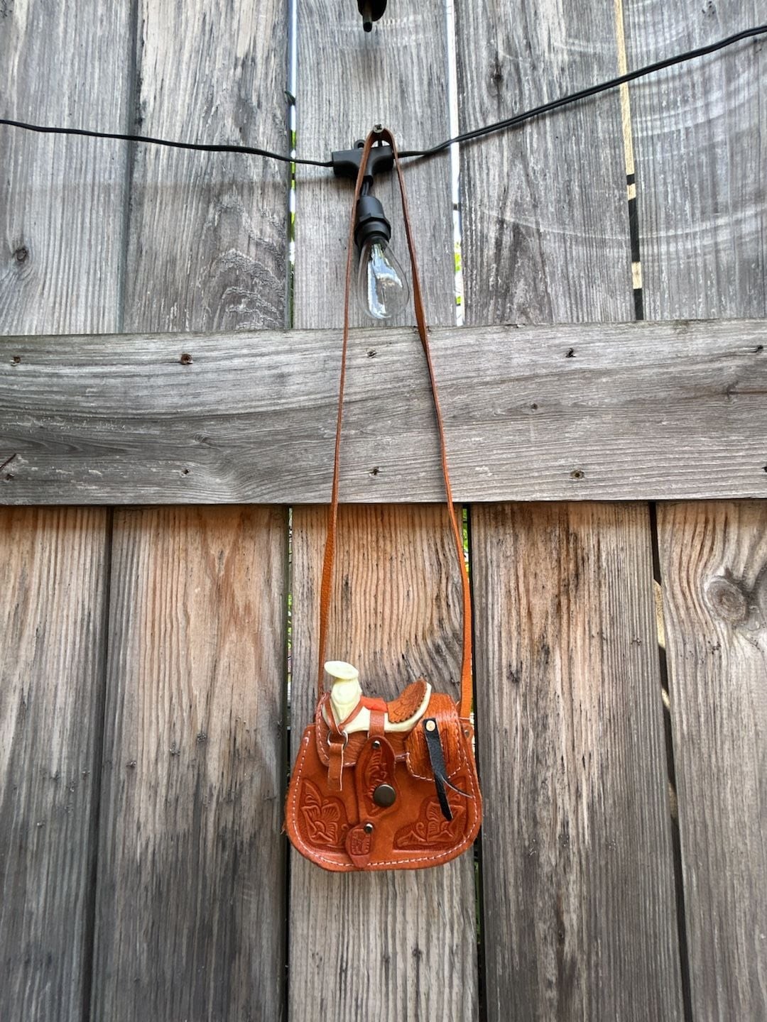Handcrafted Tooled Leather Saddle Mini Purse