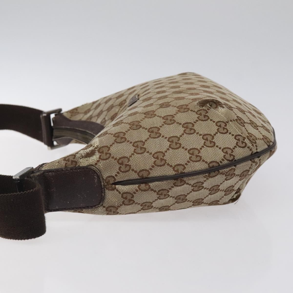 GUCCI GG Canvas Shoulder Bag Beige Silver 181092 Auth gh139