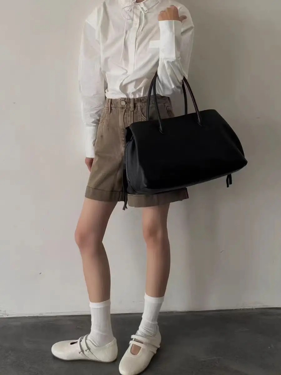 Luxury Genuine Suede Leather Large Tote Bag Women’s Cow Leather Commuter Handbag