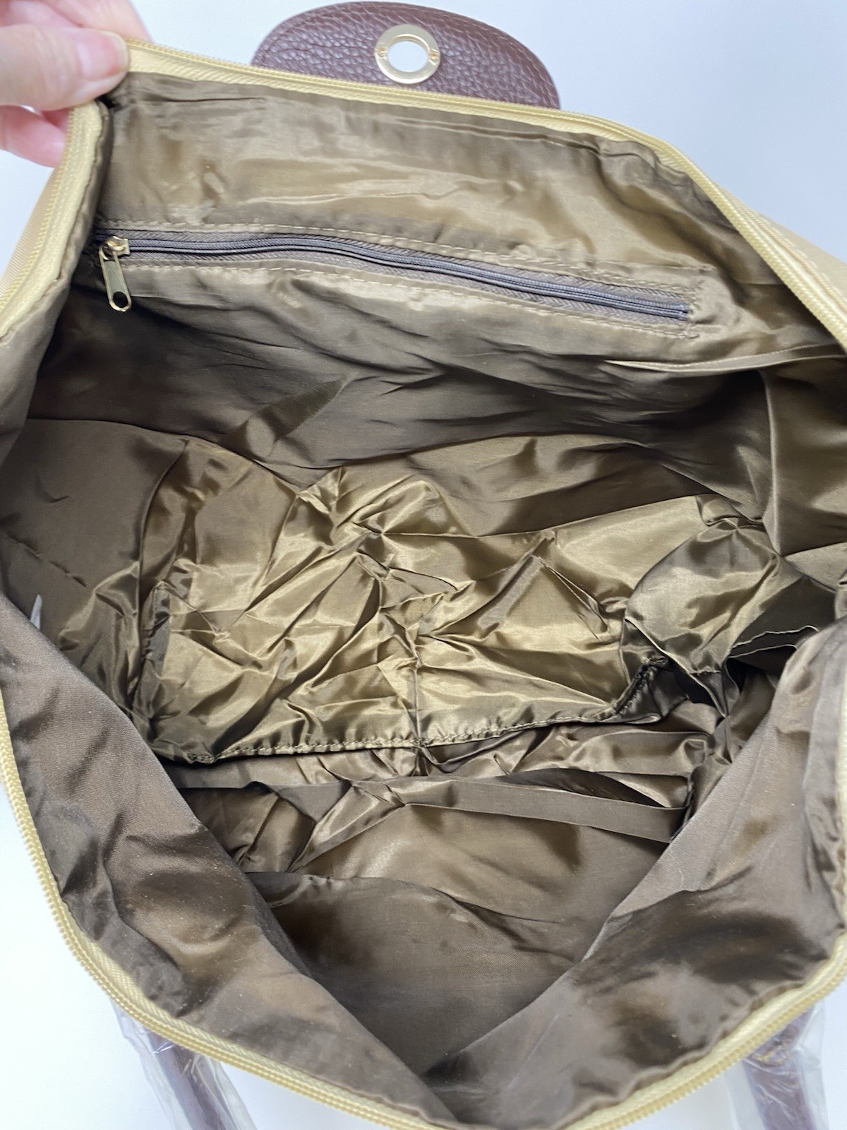Tanger Outlets Classic Nylon Travel Tote Bag Faux Leather Handles