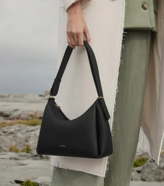 Polene Paris Umi Shoulder Bag – Textured Leather – Black. New With Tags.