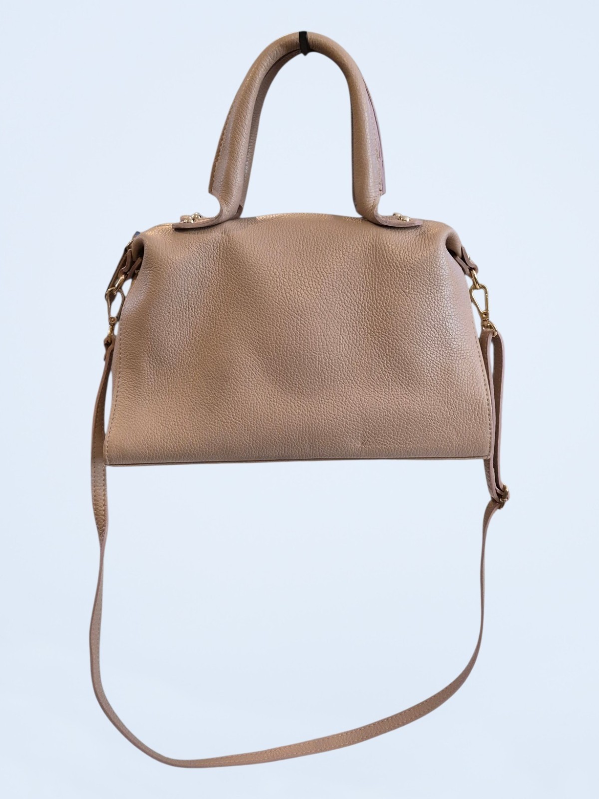Vera Pelle Soft Tan Pebbled Leather Shoulder Bag
