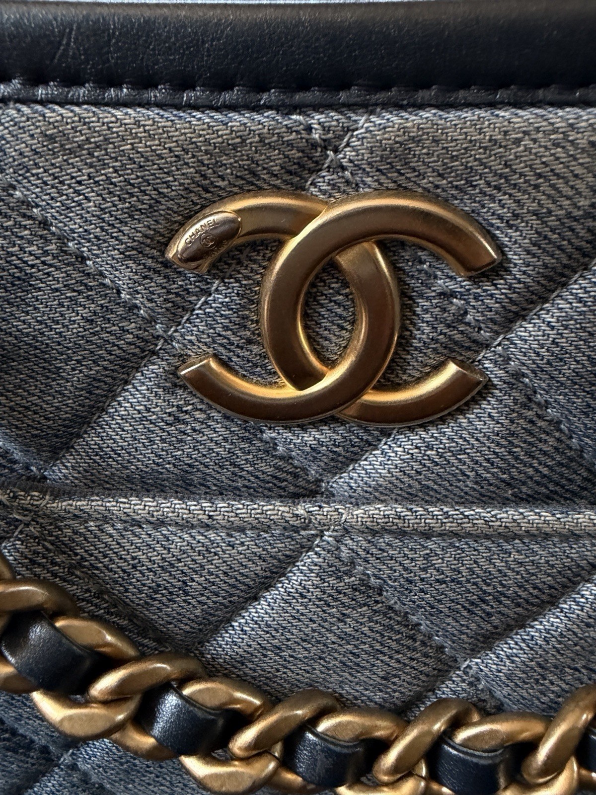 Chanel 24S Hobo Bag Chain Shoulder Bag Denim Blue Gold Hardware