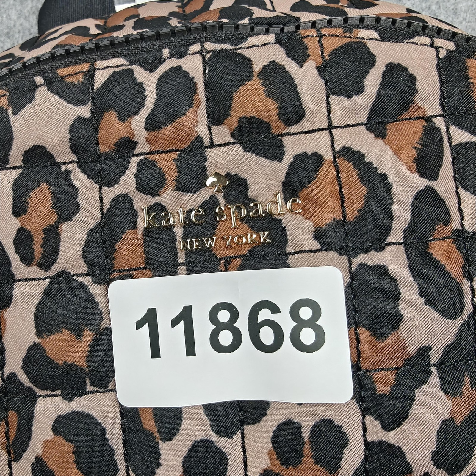 Kate Spade Backpack Womens Medium Brown Leopard Print Nylon Quilted Zip Camden