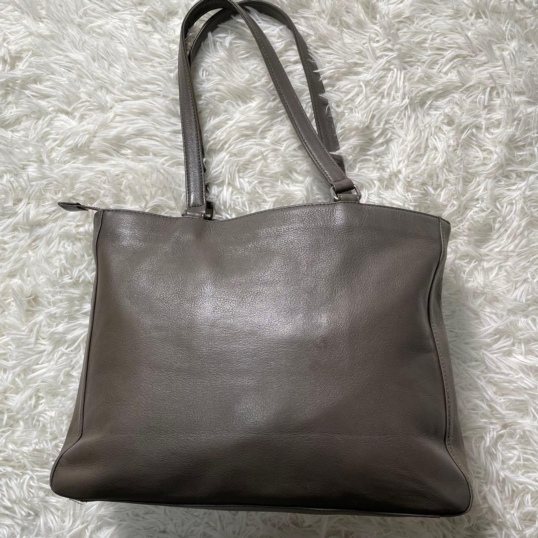 Margaret Howell Leather Handbag Gray Logo Embossed Tote Business Bag Japan