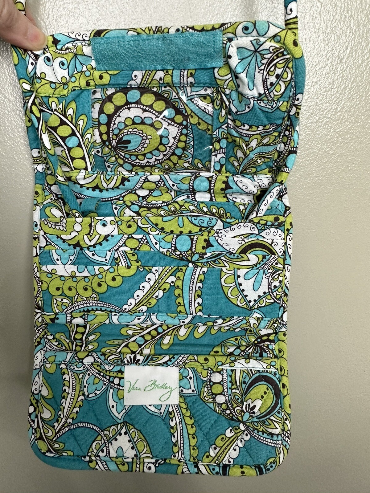 Lot Of 2-Black Black/White Wristlet & Blue/Green Paisley Crossbody/wallet