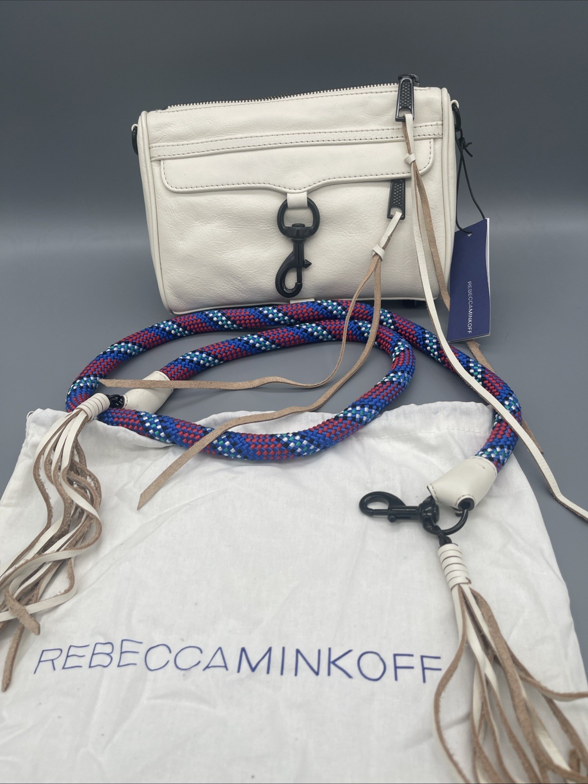 Rebecca Minkoff Mini Mac with Climbing Rope strap, color: antique white, NWT