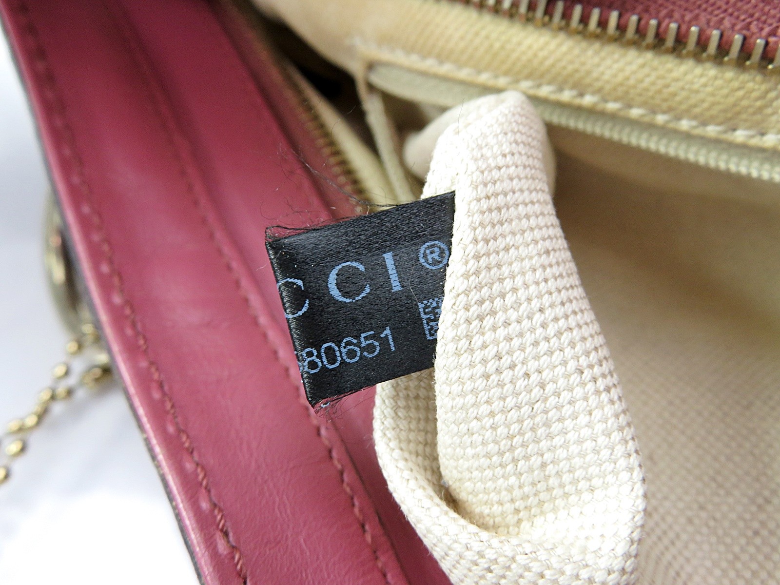 Auth GUCCI Sukey Brown GG Canvas and Pink Leather Shoulder Bag Purse #62121