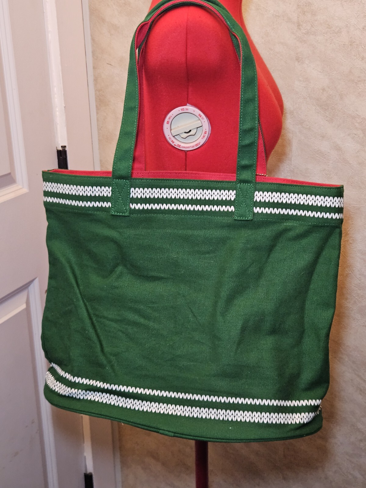 Punctuate Holiday Tree Tote Bag Jingle Bell Pom-Poms