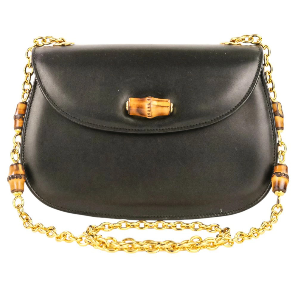 Gucci Bamboo Turn Lock Chain Shoulder Bag 001 115 1497 Black