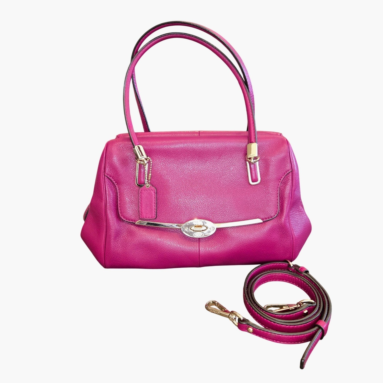 COACH Madeline Cranberry Leather Satchel, MSRP $298 Vintage Career