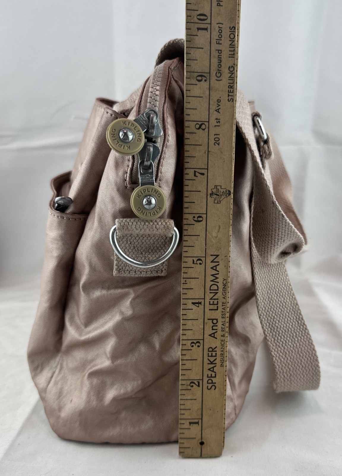 KIPLING Felicity Rose Gold Metallic Pink Purse Top Zipper Key Holder