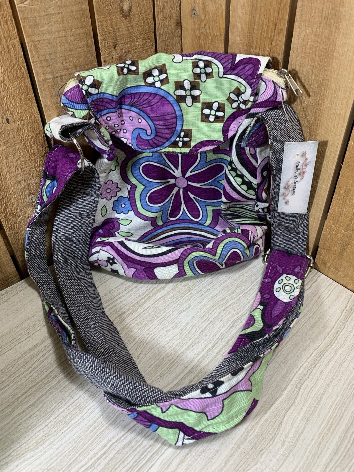 Crossover Floral Bag Purse Bradbury’s Boutique Purple Blue Green Beige Black NWT