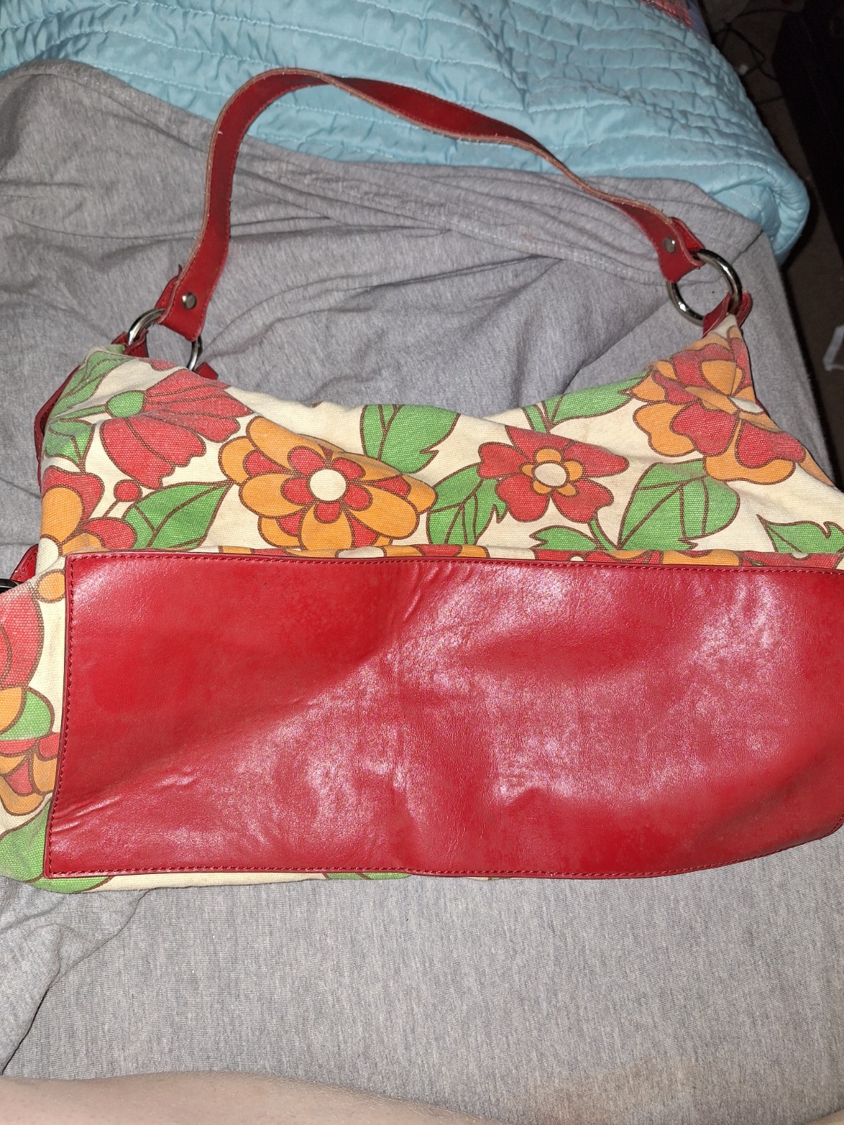 Vintage Tommy Hilfiger Colorful Floral Design Medium Purse/Handbag 16″×9″×7″