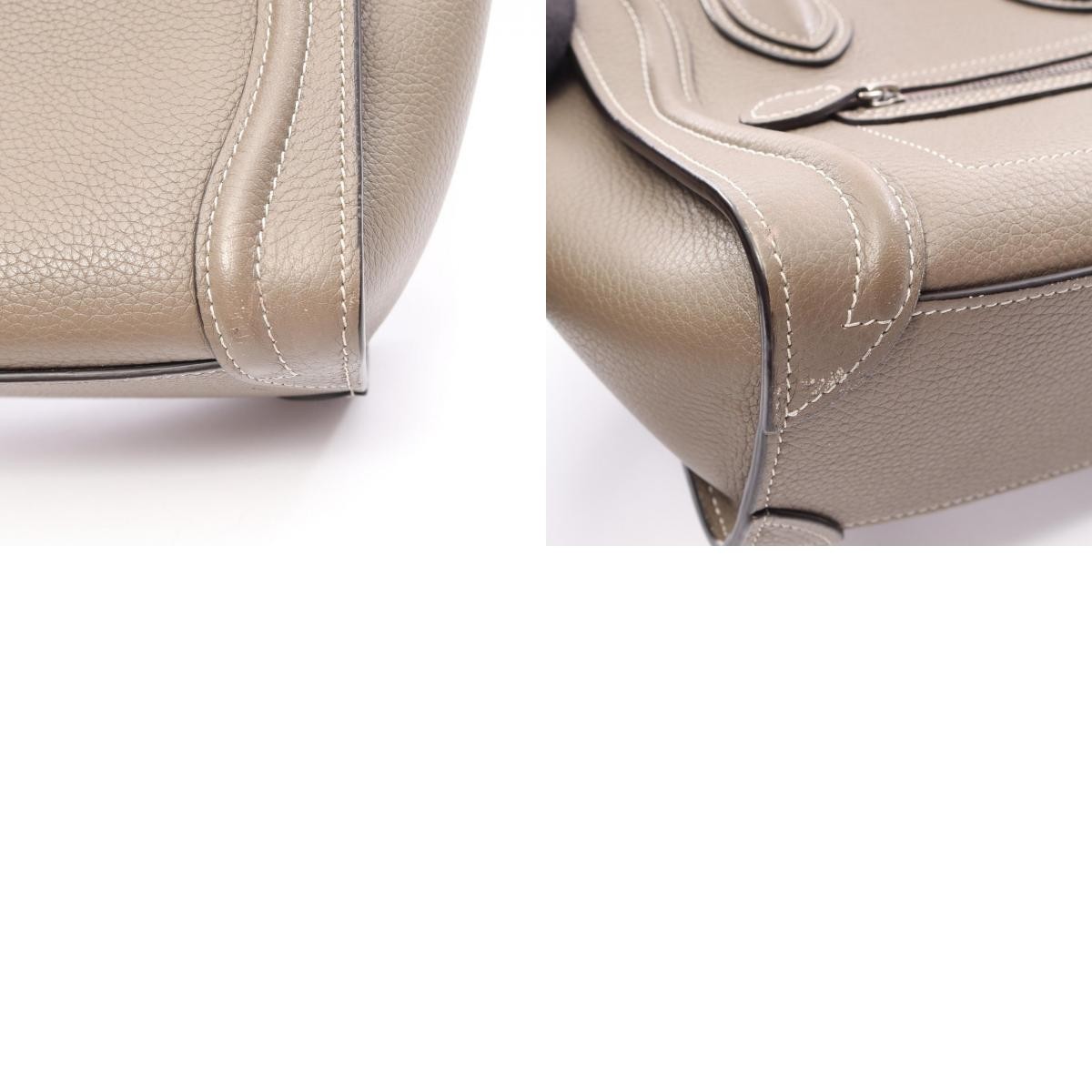 CELINE Luggage Nano Shopper 2WAY Shoulder Handbag 189243 leather Gray Used