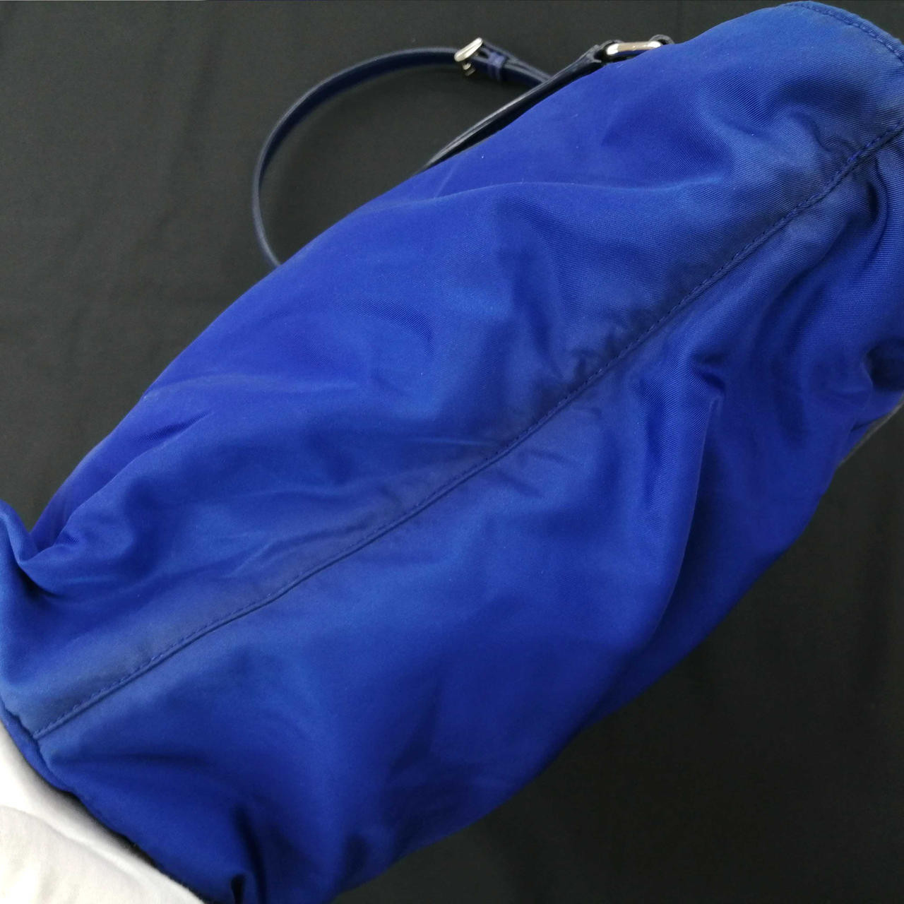 PRADA Blue Nylon 2Way Tote Shoulder Bag Large USED FS 34cm×31cm Used From Japan