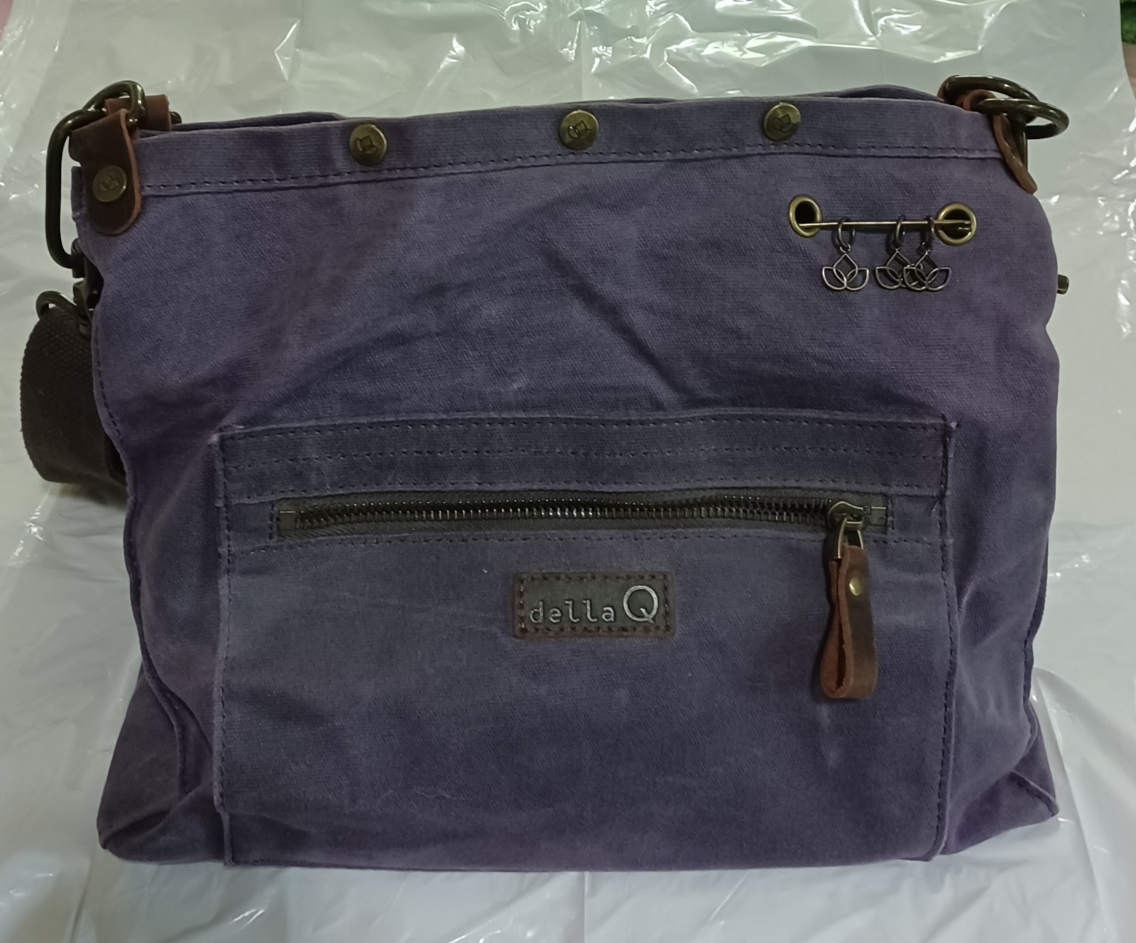 💜 Della Q Maker’s Canvas Rucksack – Waxed Canvas Knitting Craft Bag