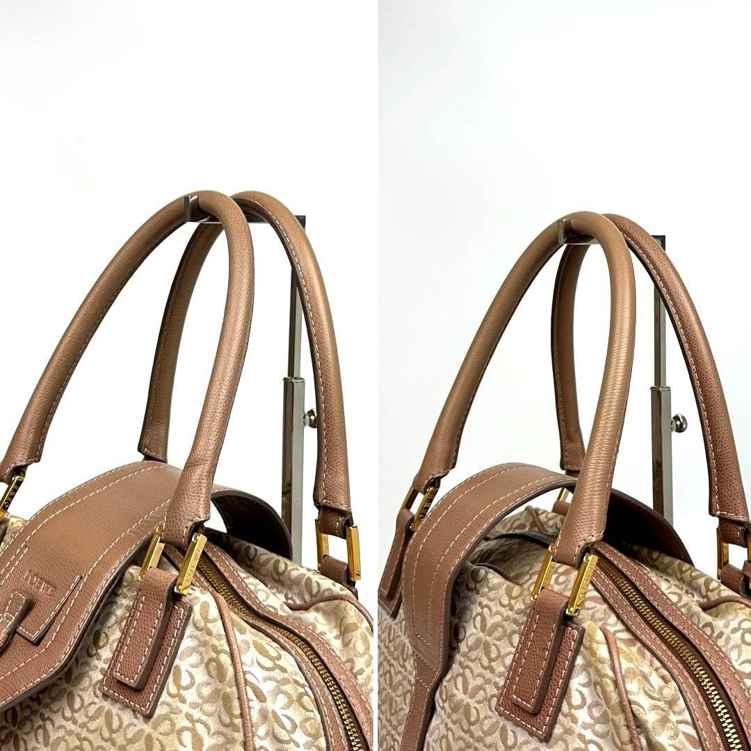 LOEWE Bowling Bag Traveler Repeat Anagram Canvas Leather Clochette Lock Dust Bag
