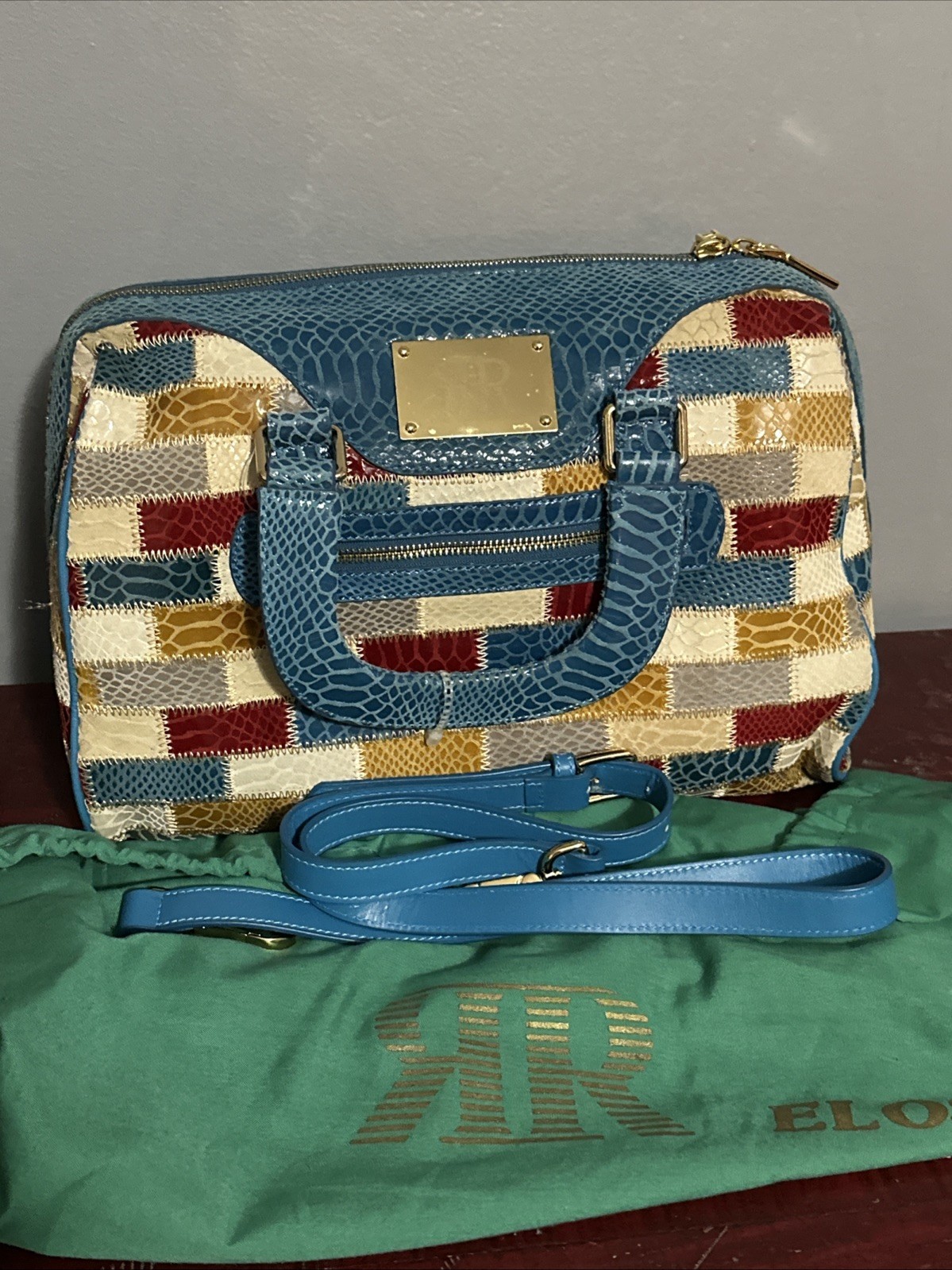 RR Pedro Rogado Genuine Leather Croc embossed Purse Spain Checkered beau