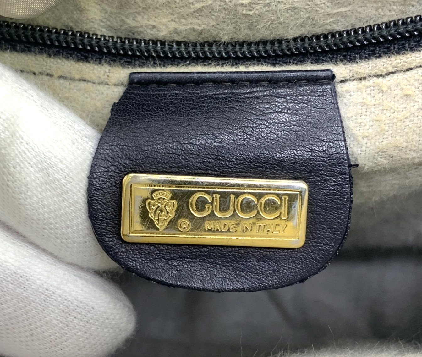 GUCCI VINTAGE Shoulder Bag Micro-GG Pattern PVC Black Classic Authentic