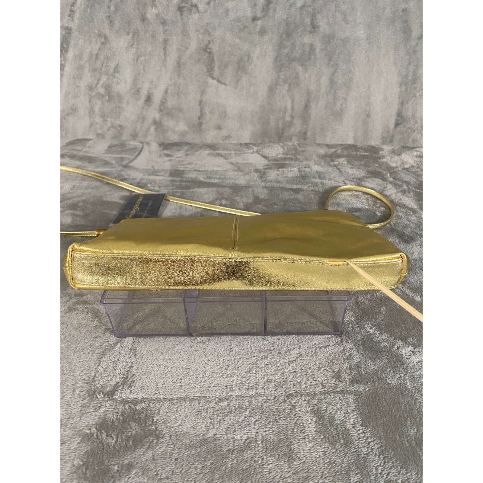 D’margeaux Crossbody Bag Small Gold Metallic Leather Chic Disco Nite Out Party