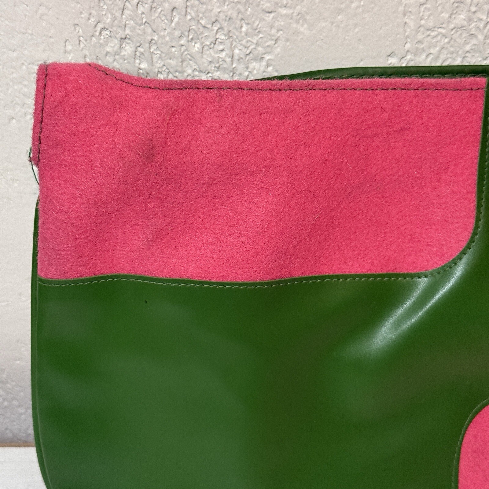 Clinique Shoulder Bag Style Pink & Green Open Top Felt & Vinyl