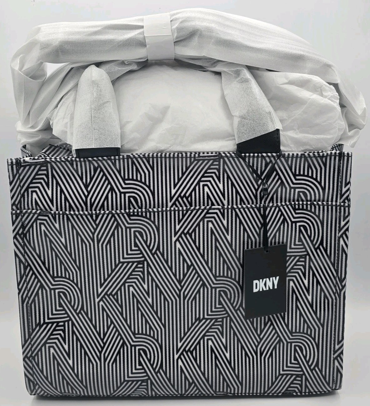 DKNY Hadlee Medium Tote Crossbody Bag – BLACK WHITE – NWT R41AIR57 bsv
