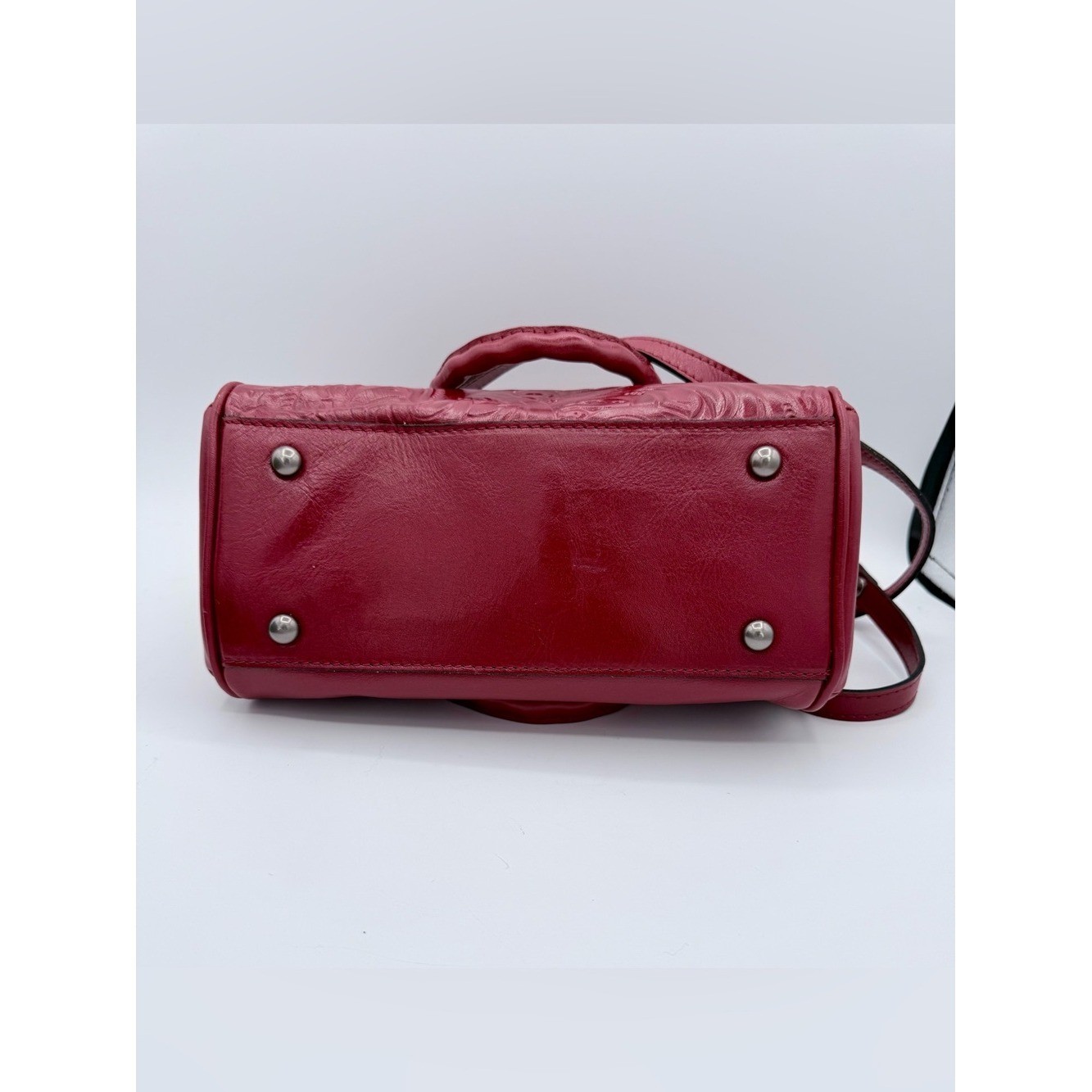 Patricia Nash Tooled Leather Cranberry Satchel Crossbody