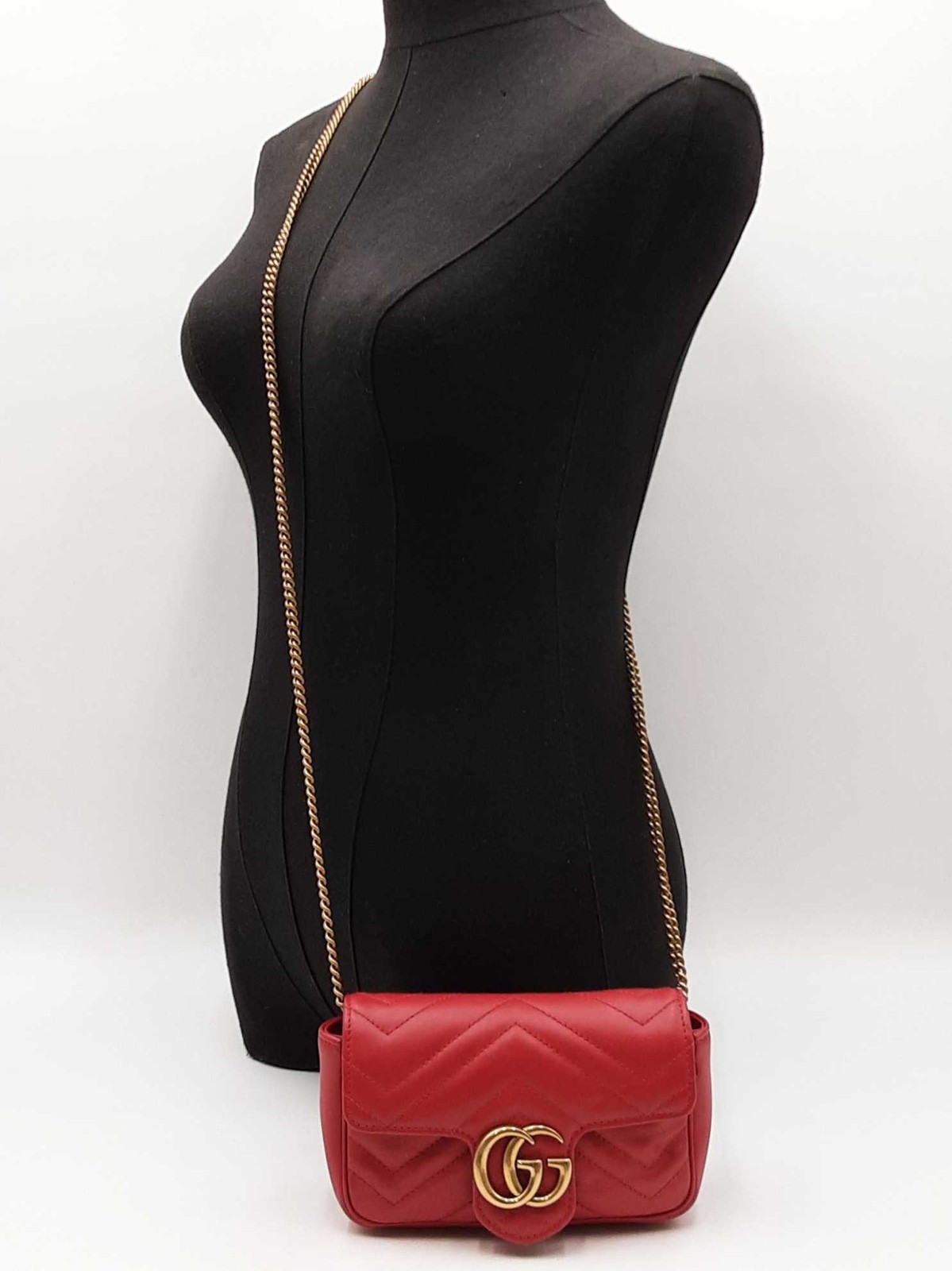 Gucci Super Mini Marmont Bag In Hibiscus Red Matelassé Leather Fw0526oordu