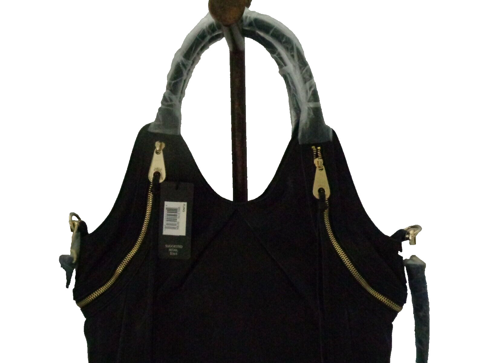 Joelle Hawkens By Treesji Leather Fling Handbag Black Msrp. 368.00