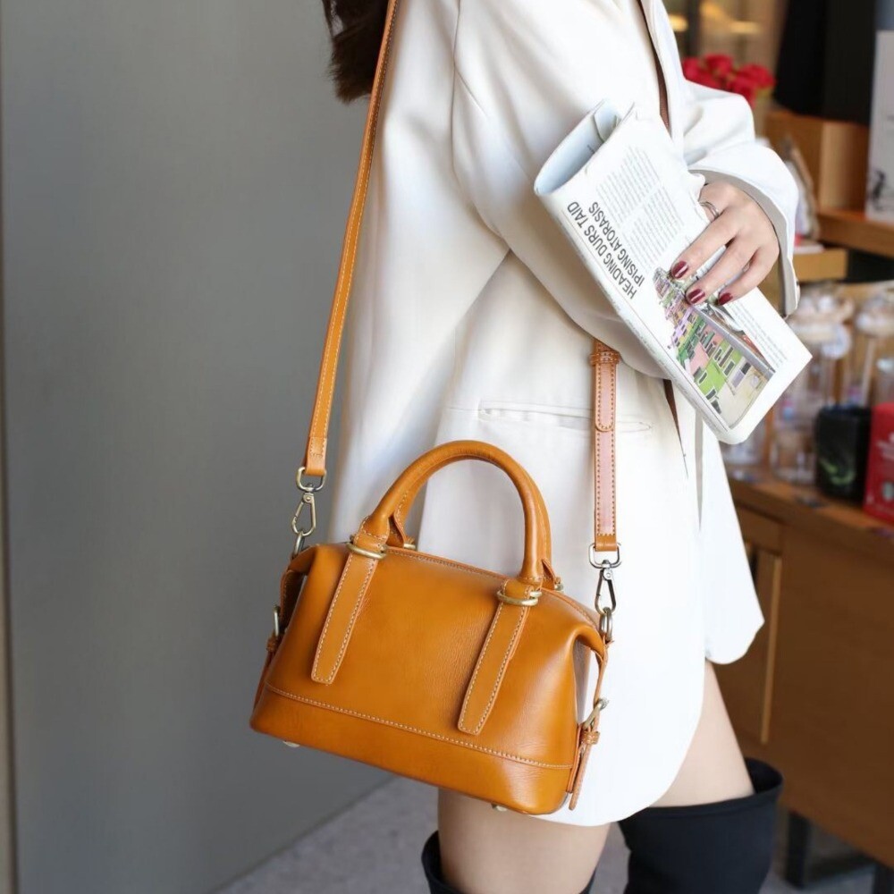 Genuine Cowhide Leather Women Shoulder Crossbody Handbag Travel Shopper Tote Bag