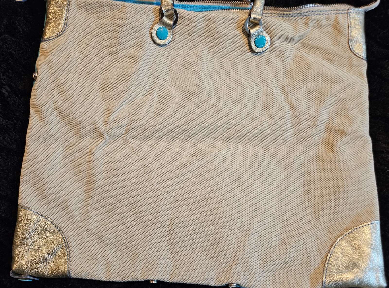 GABS Aqua Teal/Turquoise Leather Patchwork Convertible Bag