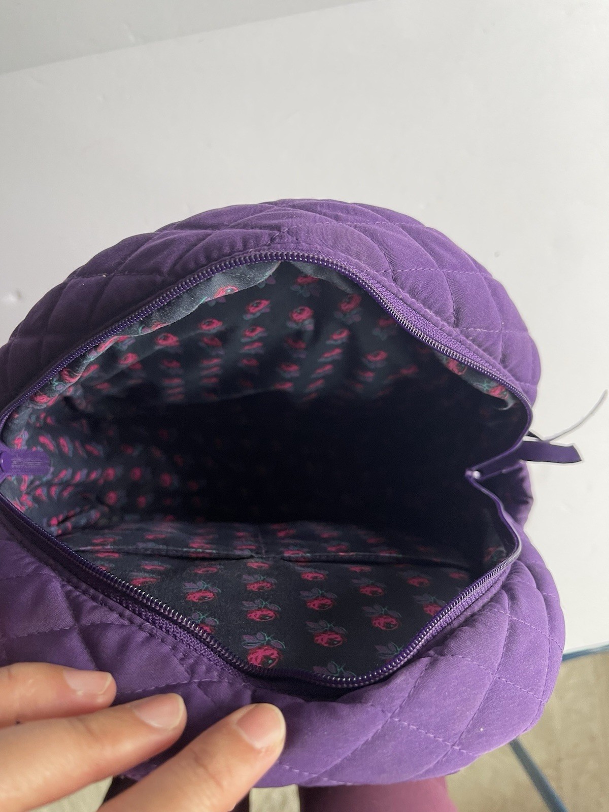 Vera Bradley Elderberry Quilted Microfiber Fabric Small Backpack