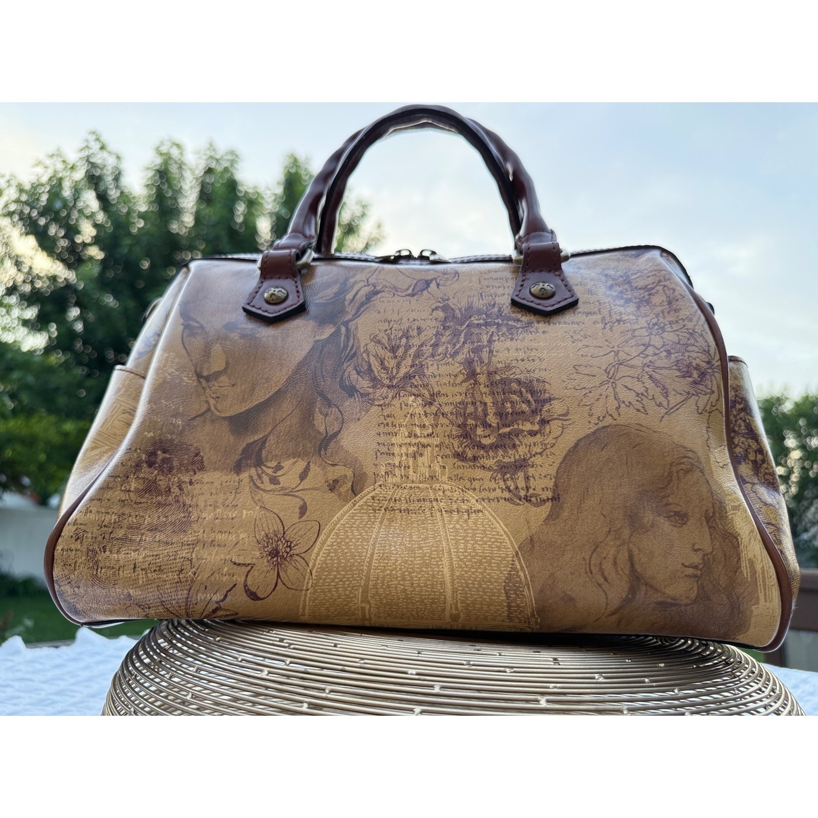 Rare Retired Patricia Nash Leather Satchel Italian Sketchbook Bag Tan Excellent