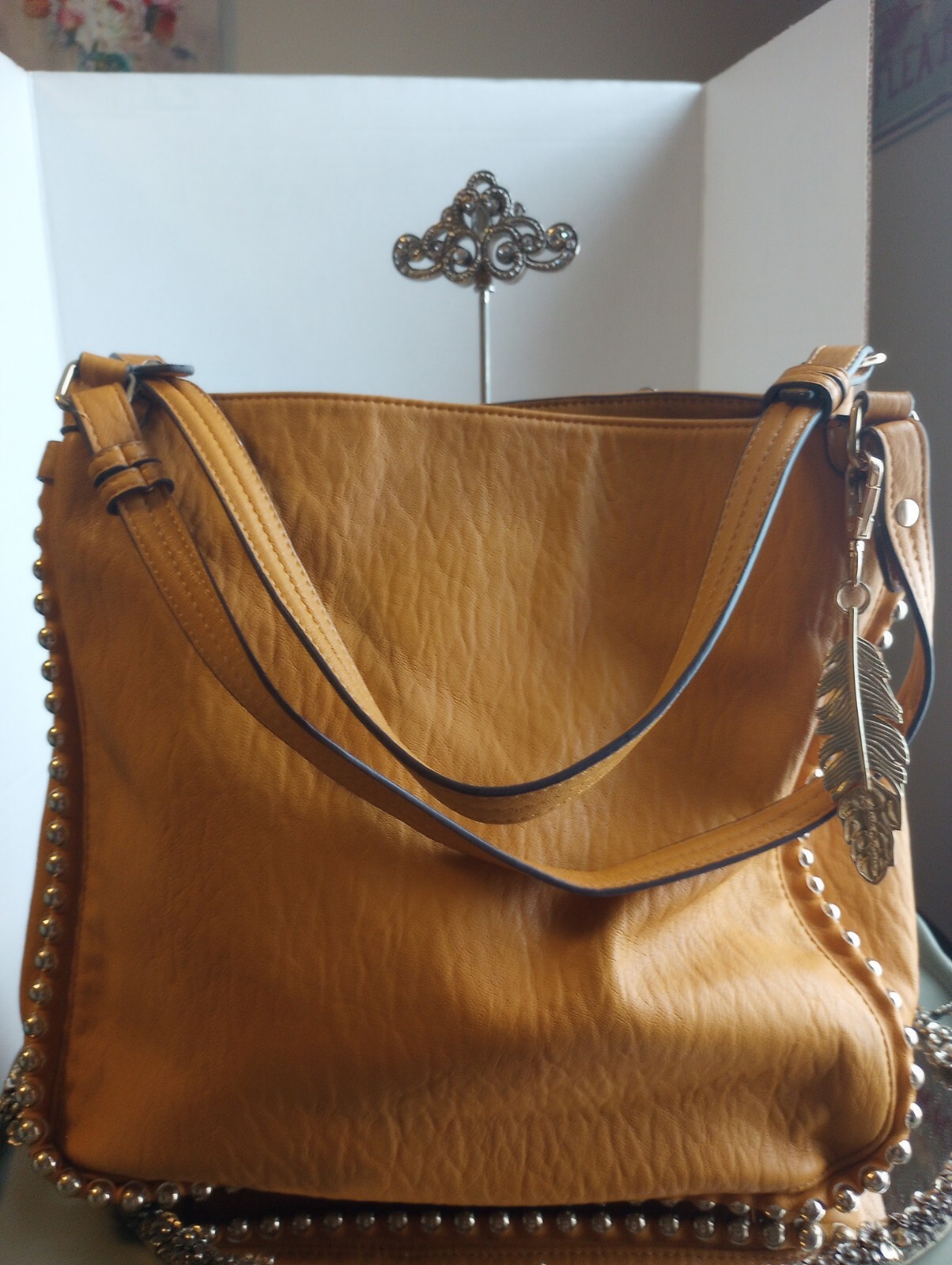 Jessica Simpson Women’s Women’s Mustard YellowStudded Camile Hobo Bag