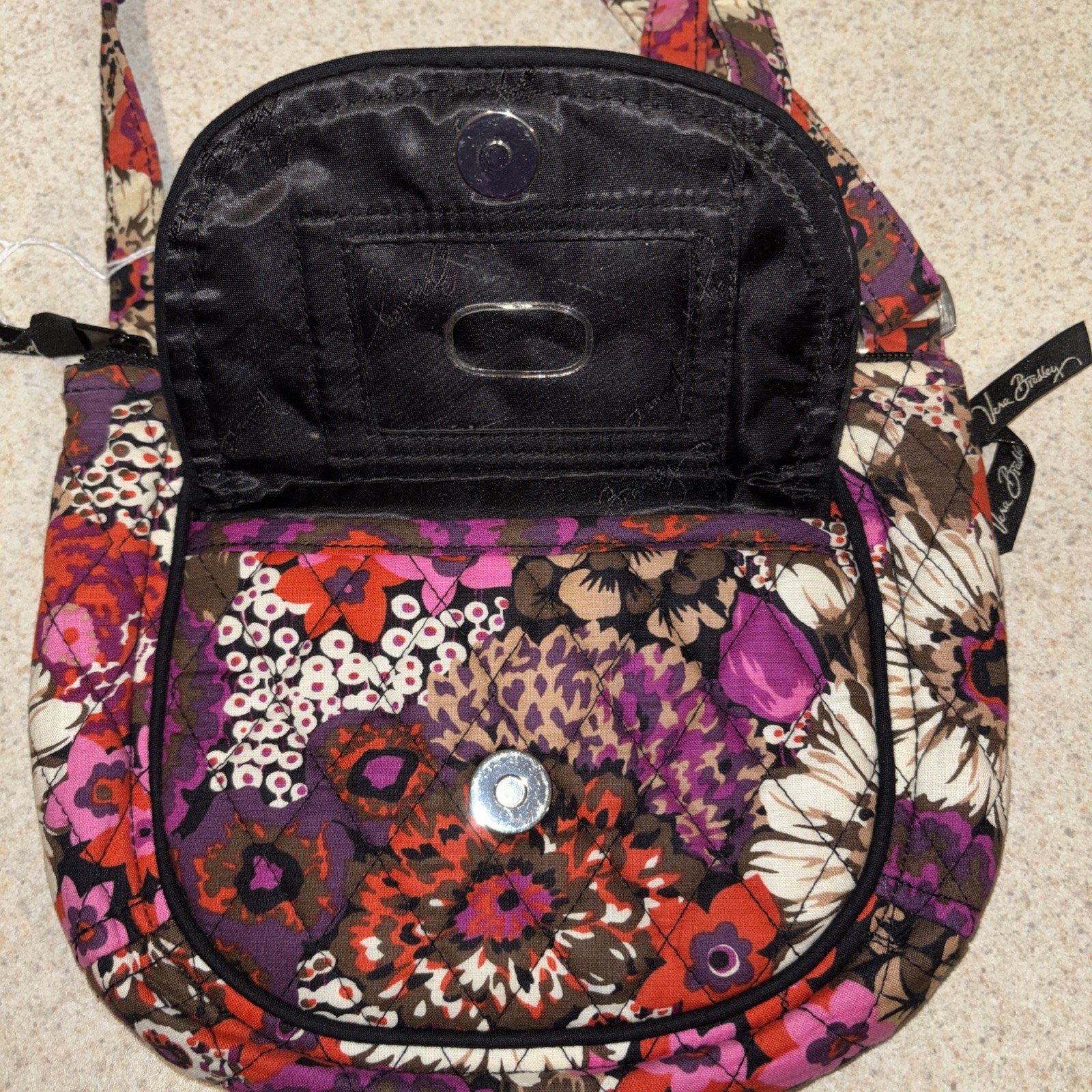 Vera Bradley Lizzy Crossbody NWOT Rosewood Quilted Cotton Purse Floral