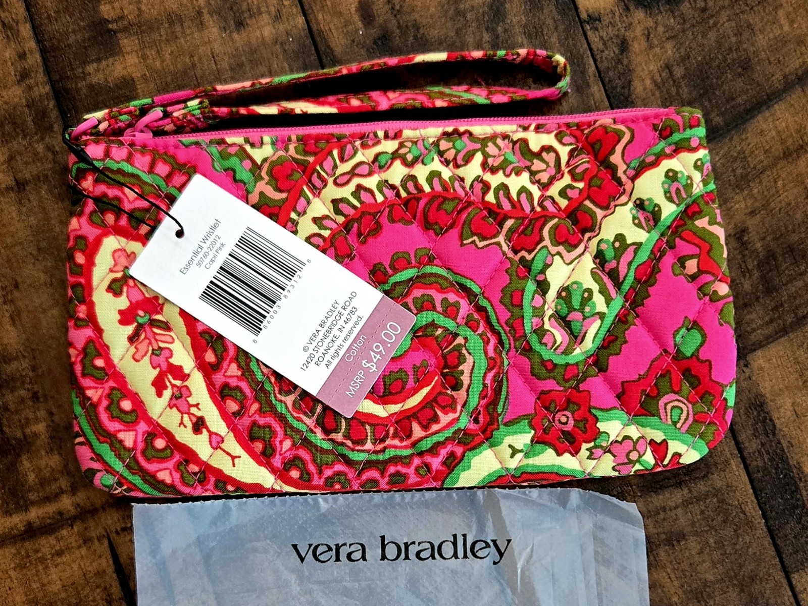 Vera Bradley Essential Wristlet Capri Pink NWT New With Tags $49