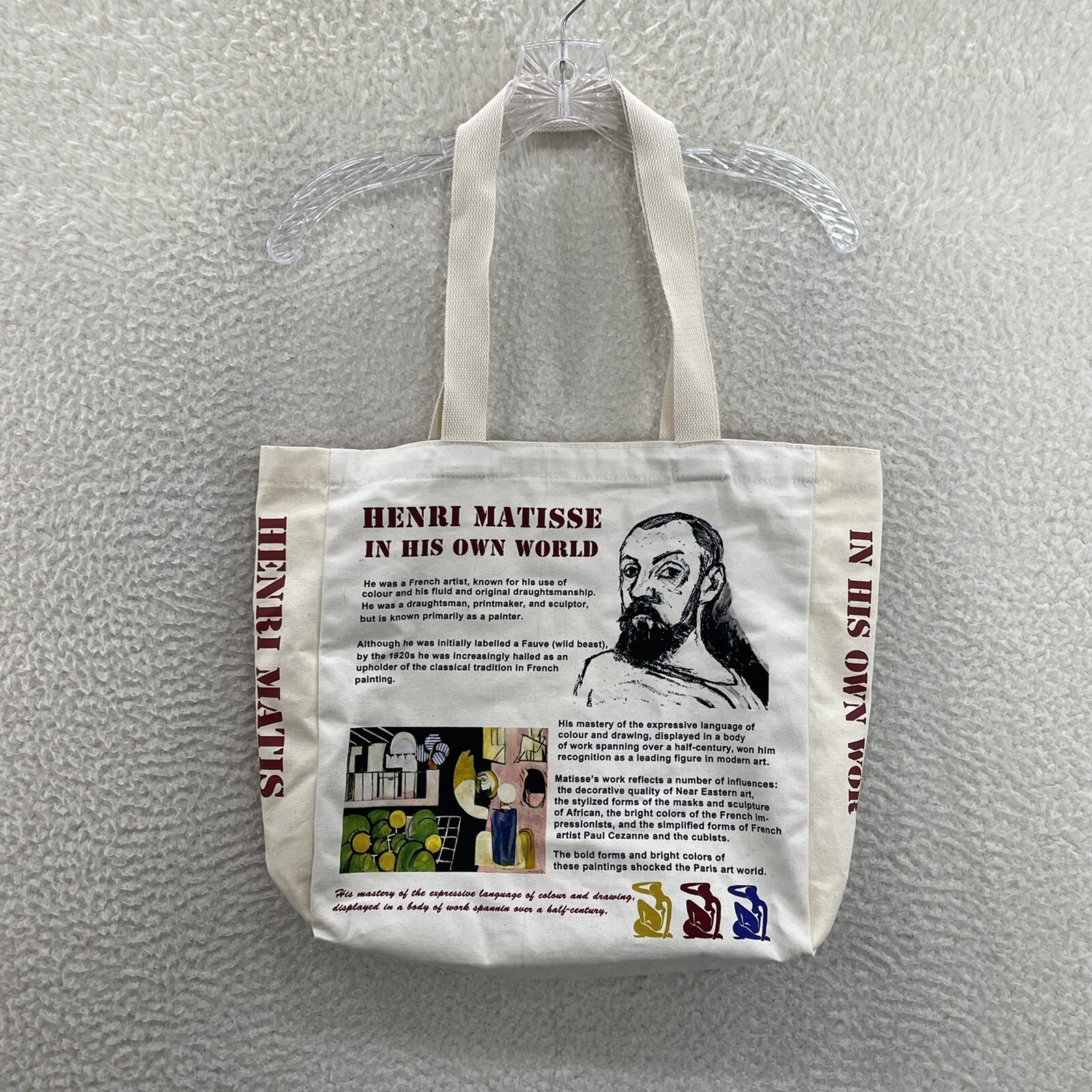 Canvas Tote Bag Henri Matisse Art Print Grandma Cottagecore French Parisian