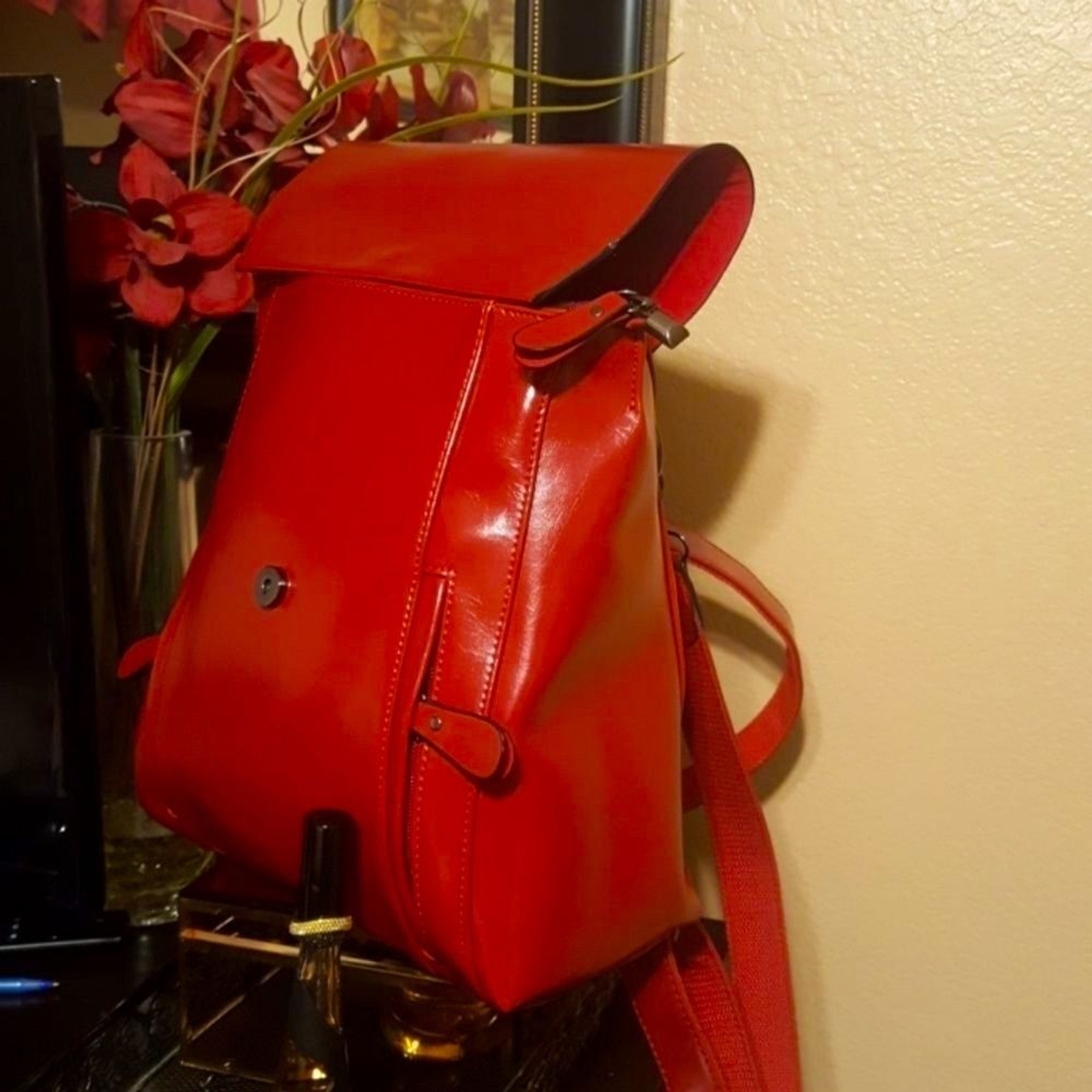 Vibrant Red Structured Women’s Backpack