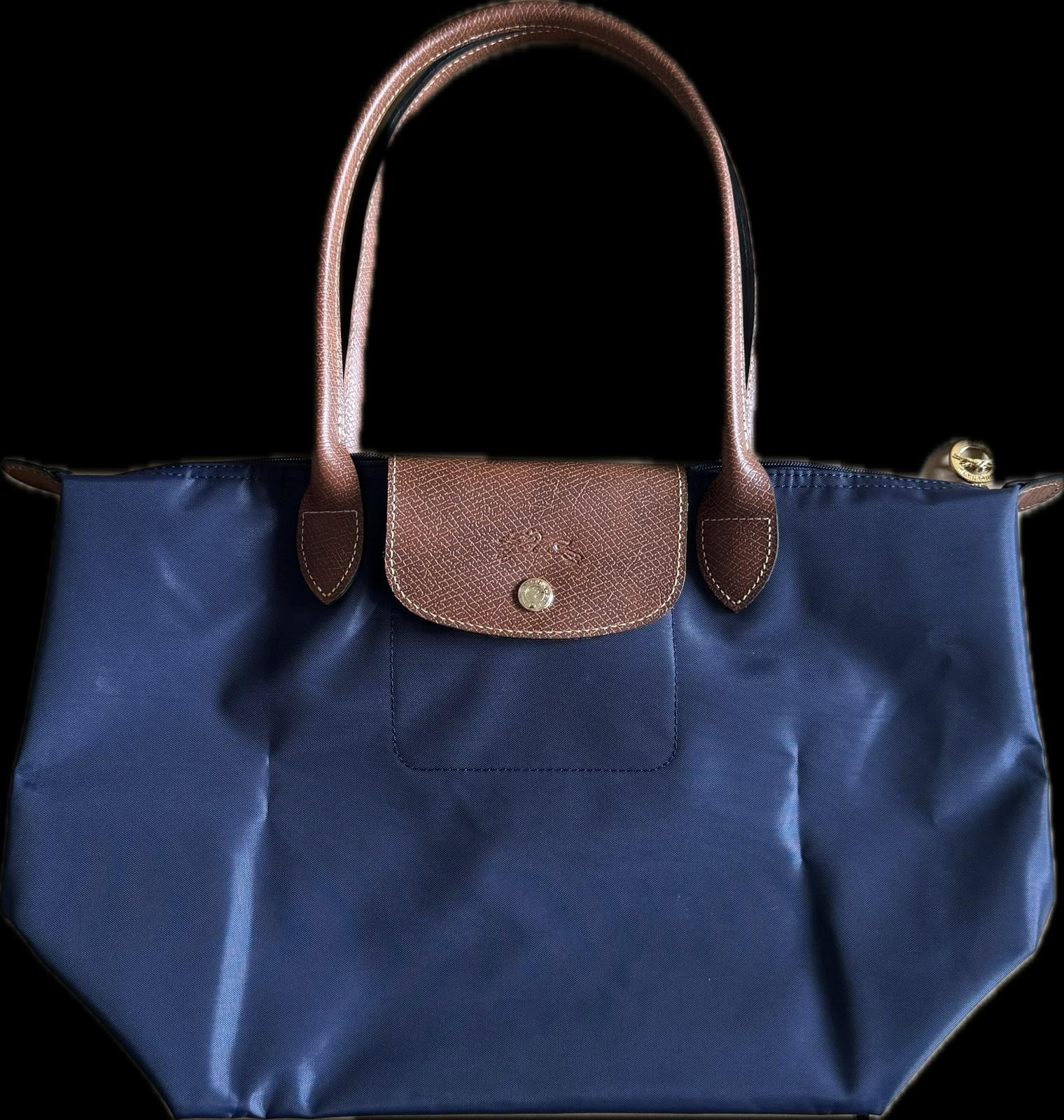 Longchamp Le Pliage Medium Tote Bag Navy Women’s Nylon Leather Shoulder
