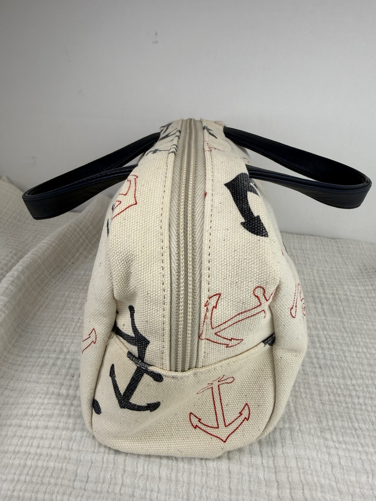 Tommy Hilfiger Nautical Maritime Print Mini Barrel Bag Canvas Duffle Purse