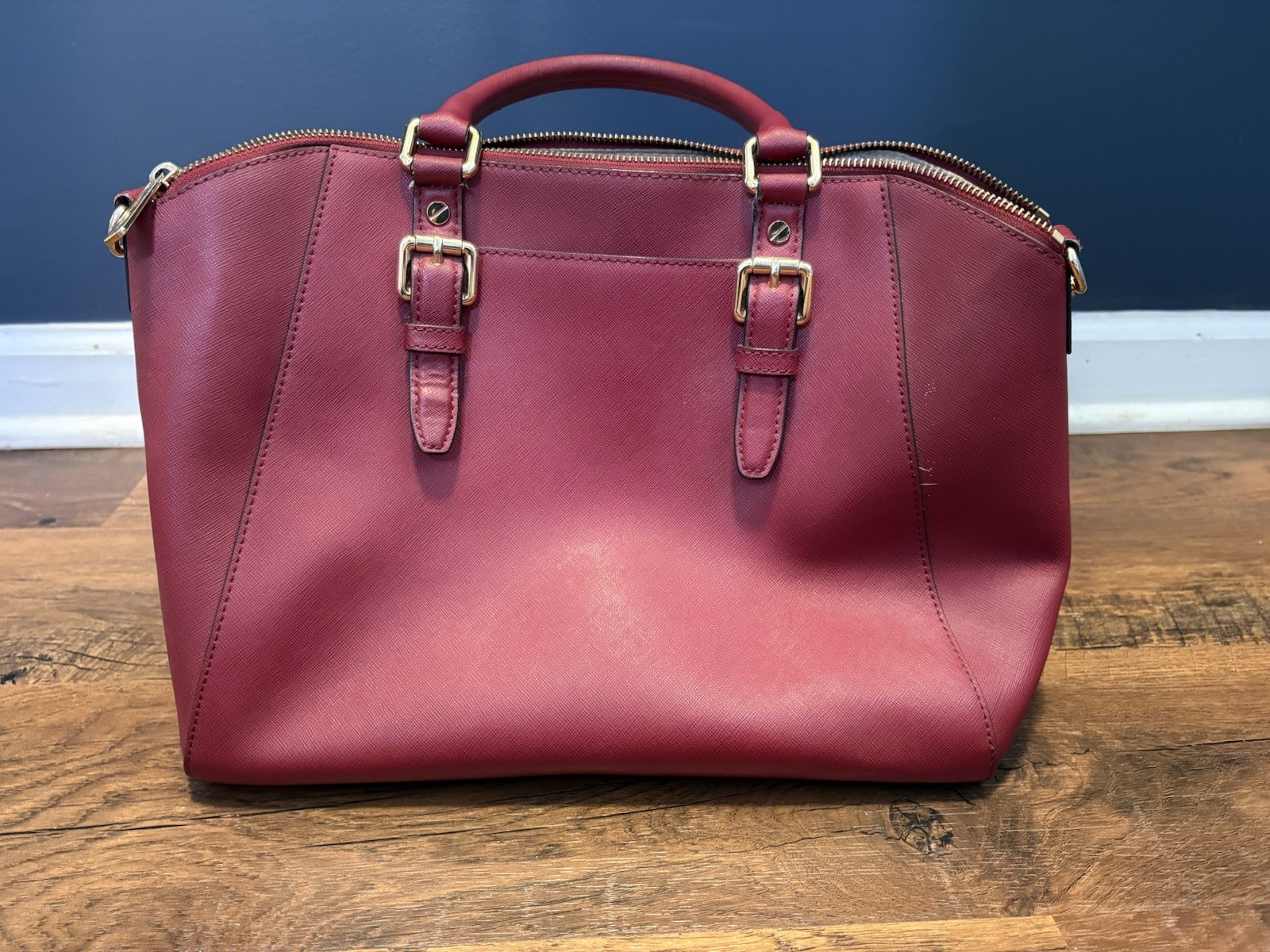 Michael Kors Ciara Large TZ Satchel Maroon Leather