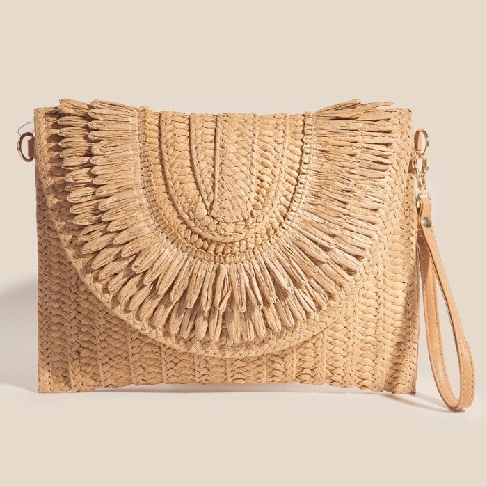 Paper Weave Envelope Clutch Bag Envelope Woven Purse Crossbody Summer Beach