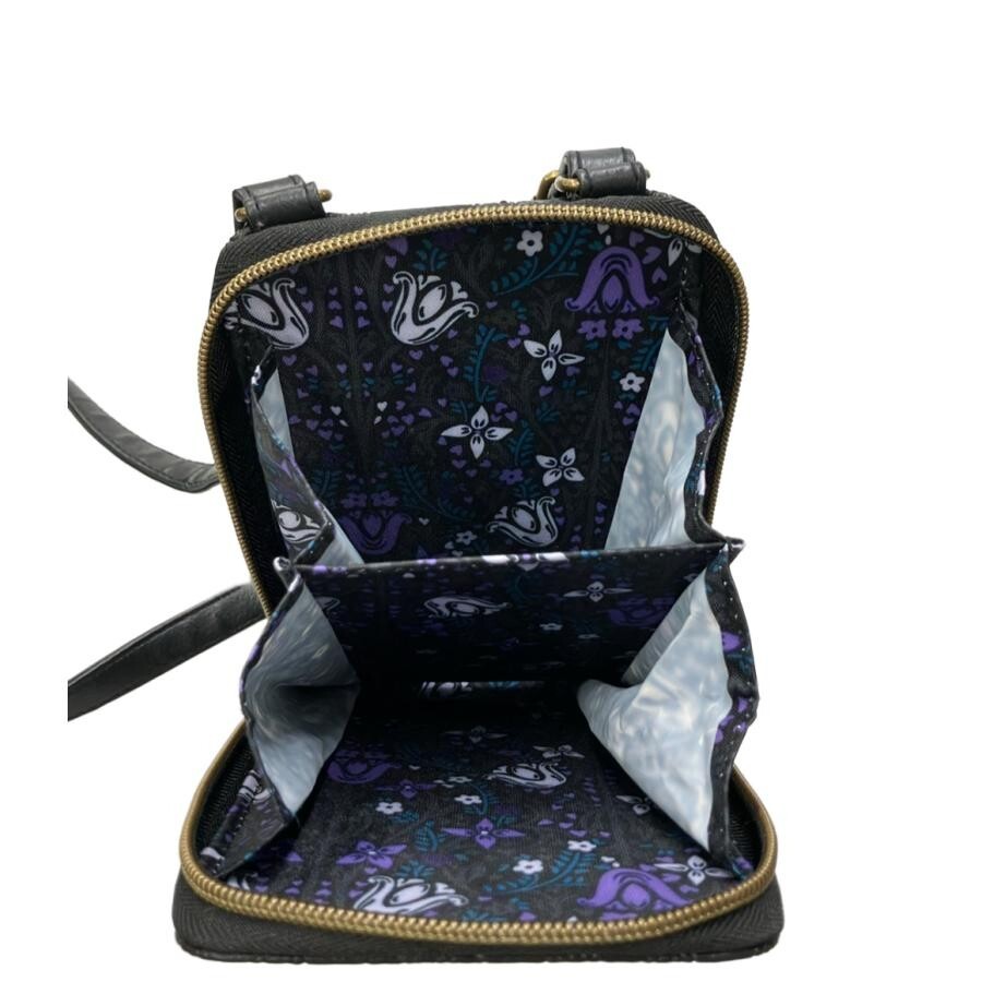 ANNA SUI Black Floral Crossbody Bag Women Adjustable Strap Zip 11.5cm B