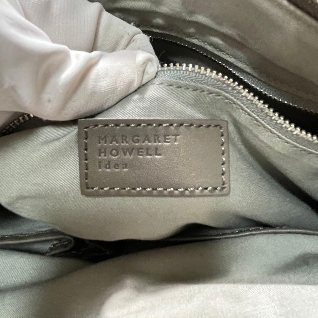 Margaret Howell Leather Handbag Gray Logo Embossed Tote Business Bag Japan
