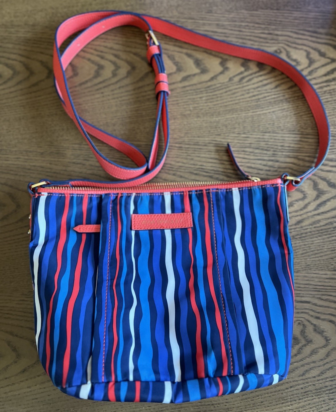 Vera Bradley Preppy Poly Crossbody Purse Handbag Cobalt Stripe Retired Blue
