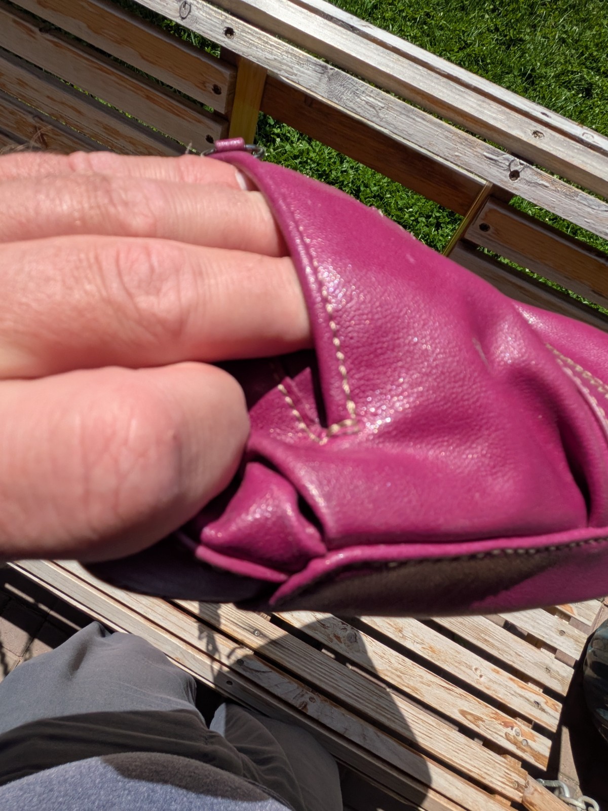 Franco Sarto Magenta Crossbody Bag Plum Faux Leather Purse Polka Dot Lining